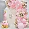 Décoration de fête bébé garçon fille Ins Pastel rose bleu couronne numérique 1 ballon douche 1er premier anniversaire enfants