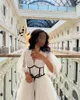 Party Dresses White Tulle Long Sleeves Prom A-Line V Neck Floor Length Saudi Arabia Gowns Formal Dress