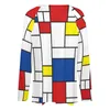 Women's T Shirts Retro Mondrian Plaid T-Shirts Modern Art Y2K T-Shirt Female Long Sleeve Loose Tshirt Oversized V Neck Design Top Tees