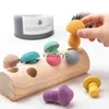 Intelligence toys Wooden Rainbow Blocks Mushroom Picking Game Wood Baby Montessori Educational Toys for ldren Shape Matng Assembly Graspvaiduryb