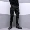 Houzhou Techwear erkekler için siyah kargo pantolonları kargo pantolonları erkek Japon sokak kıyafeti hip hop bahar kurdele cep harajuku moda 240111