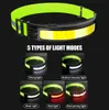 LED Cob Light Headlamp USB Rechageable 6照明モードヘッドライトポータブル釣りキャンプ屋外防水ヘッドランプ懐中電灯