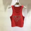 Designer Top Letters Triangle Label paljetter Pool Beach Summer Sleeveless Tank Slim Women's Tops