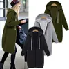 Herbst Casual Frauen Lange Hoodies Sweatshirt Mantel Zip Up Oberbekleidung Kapuzenjacke für Weibliche Arbeitskleidung Plus Größe S-5XL 692 240112