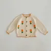 Pulôver 2023 novo bebê menina manga longa malha cardigan infantil outono princesa flor bordado camisola meninas jaqueta de malha roupas do bebê l2401