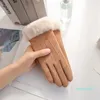 5本の指の手袋女性冬用手袋暖かい女性の毛皮の手袋フルフィンガーミトングローブドライビングウインドプルーフガンツフェムグアンテスギフト