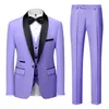 Dräktrockbyxor Väst 3 datorer Set / Fashion Men's Casual Boutique Business Wedding Groom Dress Blazers Jacket byxor 240112