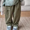 Pantalons d'automne pour enfants, pantalons coréens pour garçons, poches latérales, décontractés, lavage en coton, vêtements pour enfants, 2024