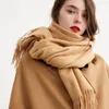 Winter Pure Long Cashmere Cargf Women Luxury Brand Real Cashmere Diarf Warm Sway Soft Slof Solid Sloy Ladies Wrap 240111