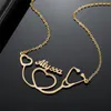 Necklaces Custom Stethoscope Name Necklace Gold Stainless Steel Chain Necklaces For Women Doctor Nurse Fashion Jewelry Personalized Gift