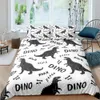 3D petit dinosaure dessin animé mignon Simple ensemble de literie Couple roi taille unique pour enfants enfants Polyester housse de couette taie d'oreiller 240111