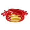 Braccialetti LABB Oro Pieno AU999 Perline d'oro Trasferimento Perline chiare rotonde Bracciale perfetto Gioielleria raffinata Tessuto a mano Regalo per bambini B0028