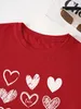 Sweet Heart Print Summer Women T-shirt Söt kort ärm Crew Neck Top Women's Clothing Kvinnor Toppar Tees