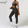 MyZyQg Женский двусторонний комплект из двух предметов для йоги Tight Push-up Tight Sports Pilate Underwear Бег Фитнес Жилет Брючный костюм 240112