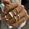 Bagues de cluster Boho Zircon Set Gold Couleur Femmes Bohême Cristal Lune Flèche Doigt Queue 2024 Bijoux Bijoux Cadeaux Bague Femelle