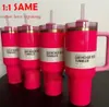 STOCK de EE. UU. Edición limitada H2.0 Tazas de 40 oz Cosmo Pink Parade Target Vasos rojos Tazas aisladas para automóviles Termos de café de acero inoxidable Vaso rosa Regalo del día de San Valentín