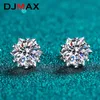 Earrings DJMAX Moissanite Stud Earrings 0.32CT Platinum Plated Sterling Silver VVS Lab Diamond Snowflake Ear Studs Women Fine Jewelry