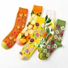 1 Pair Women Socks Cartoon Art Octopus Flower Plant Kawaii Funny Casual Female Cotton Sock Hosiery Streetwear Harajuku Crew Sox 240111