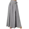 Women's Pants Skirt Wide Leg Lace-up Bow High Waist Loose A-Big Hem Deep Crotch Full Length Dance Performance Culottes Long Trousers