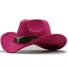 Western Cowboy Hat 3 storlekar svart ull jazz topp hatt män etnisk stil ko huvud band filt cap kvinnor barn rider fedora hatt 240111