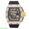 RichardMiler RM11-03 Relógios masculinos originais com diamantes cravejados de corrente automática com código de cronometragem relógio de moda 18K ouro rosa cravejado de diamantes HB L3