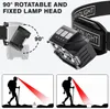 XPE + COB LED Sensor Farol USB recarregável 12 modos de luz Tocha de cabeça com bateria embutida Farol Lanterna de pesca para acampamento ao ar livre