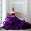 Suknia fioletowa piłka quinceanera sukienki 3D Flower Ruffles z koralikami de 15 anos Sweet 16 Księżniczka Sukienka urodzinowa
