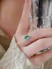 Cluster Rings Luxury Sterling 925 Silver Water Drop Emerald Women's Ring Inlaid With Zircon Elegant Style For Men And Women