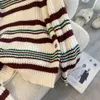 Celinnes Suéter Diseñador Moda Mujer Fuente Estándar Versión Superior Arco De Triunfo Bordado Contraste Raya Cuello Redondo Jersey Manga Larga Top