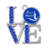 Takılar Mavi Rhinestone Crystal Kiray Metal Üniversitesi Surority Derneği Zeta Phi Beta Sembol Sticker Charm Kolye