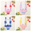 Designer meninas swimwear clássico marca bebê crianças biquíni maiôs crianças maiô arco bonito uma peça swimwears impressão multicolor CSD2401124-6