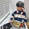 プルオーバー子供セーターベビーセーター韓国語バージョンファッショナブルボーイ長袖の縞模様のセーター子供用衣料品服2401