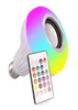 Crestech LED -glödlampor 24 nycklar Remote Control E27 RGB trådlös Bluetooth -högtalare LED -glödlampa ljus 12W Musik som spelar7034891