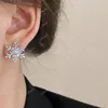 Boucles d'oreilles en Zircon en forme de flocon de neige, perle en argent 925, style rétro élégant à l'avant et à l'arrière