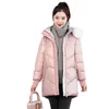 Abrigos de trinchera para mujer 2024 Parkas de invierno Cálido grueso brillante chaqueta de abajo mujeres cuello de piel con capucha abrigo femenino de longitud media ropa acolchada casual