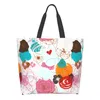 Borse per la spesa Fiori retrò Uccelli Astratti Rami floreali colorati Arte vintage Pittura Tela Tote Bag Generi alimentari sfusi Grandi casual