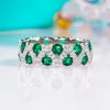 High Jewelry Lab Emerald Ring Solid S925 Sterling Silver Womens Fine Gemstone For Women Party Holiday Gift Luxury 240112