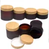 Crèmefles Gouden en matte bruine pot Plastic houten deksel 100g 120g 150g 200g 250g Draagbare hervulbare cosmetische verpakkingscontainer LL