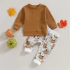 Set di abbigliamento Neonato Pantaloni di Halloween Completi Camicie lunghe Felpa con zucca Felpa con cappuccio a quadretti autunnale per bambini Felpa con cappuccio per ragazze