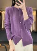 Ull cardigan womens kläder o-hals tröja mujer långärmad topps stickor koreansk modestil i ytterkläder virkning 240112