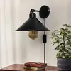 2 Stück Plug-in-Wandlampe, schwarze Wandlampe, antike Retro-Industrie-Wandlampe mit Schwingarm, Wandlampe mit E26-Sockel mit Plug-in-Netzkabel, ohne Glühbirne, Schlafzimmer-Badezimmer-Dekoration