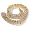 24mm Hip Hop Miami Cuban Link Chain Halsband Armband 5A Zirkon 18K Guldpläterad män smyckesuppsättning