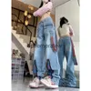 Dżinsowe dżinsy amerykańskie nowe hip-hopowe proste retro zamków błyskawiczne Design Sense Tooling Jeans Y2K Street Dopamine szerokopasmowe spodnie dla mężczyzn i Womenephemeralew