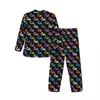 Ropa de dormir para hombres Esqueleto Conejos Otoño Estampado colorido Retro Conjunto de pijama de gran tamaño Hombre de manga larga Lindo patrón de dormitorio Traje para casa