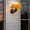 Lámpara de pared seta decoración creativa Villa pasillo jardín patio exterior ratán tejido impermeable al aire libre