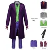 Dark Batman Knight Cosplay Purple Clown Heath Ledger kostuum verdikte jasuniformen voor de Halloween -dans