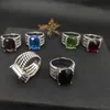 Sterling Brand Luxury American Fashion Wedding Jewelry Wheaton Ring Designer 925 Plata con diamantes Tetragonalgemstone para mujeres Anillos Anillos