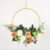 Cerceau de fleurs décoratives, couronne de printemps et d'été avec feuilles vertes pour porte d'entrée, fenêtre, décor de ferme