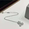 Desginer Clover Edition Fanjia Necklace Women's Four Leaf Grass Full Diamond Light Eregance Clavicle Chain High Sens