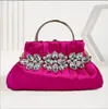 XIYUAN Women Gold/Purple/Blue Handbag Silk Rhinestones Evening Purses Lady Stones Female Fushia Handbags Chain Tote Bags 240111